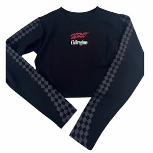 Civil Regime x Harley Quinn "Harlequin" Checkered Long Sleeve Crop Top NEW Small